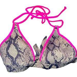 Victoria Secret Bikini Top Pink and Snakeskin sz Lg *No inserts*